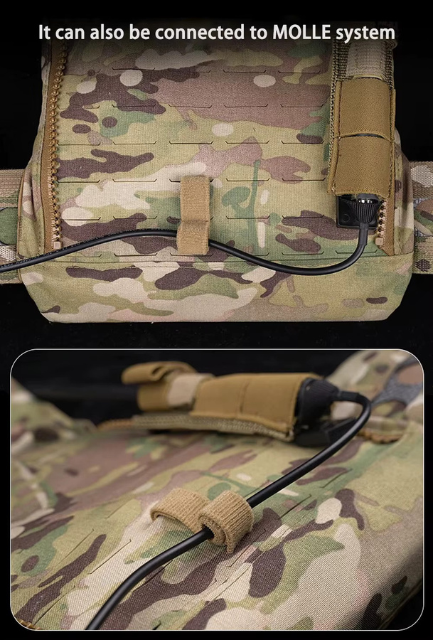 VULPO Taktisches Kabel Management Kit für Helm und Molle zur Organisation von Elektronik-Kommunikationskabeln in Schwarz - Bild 4