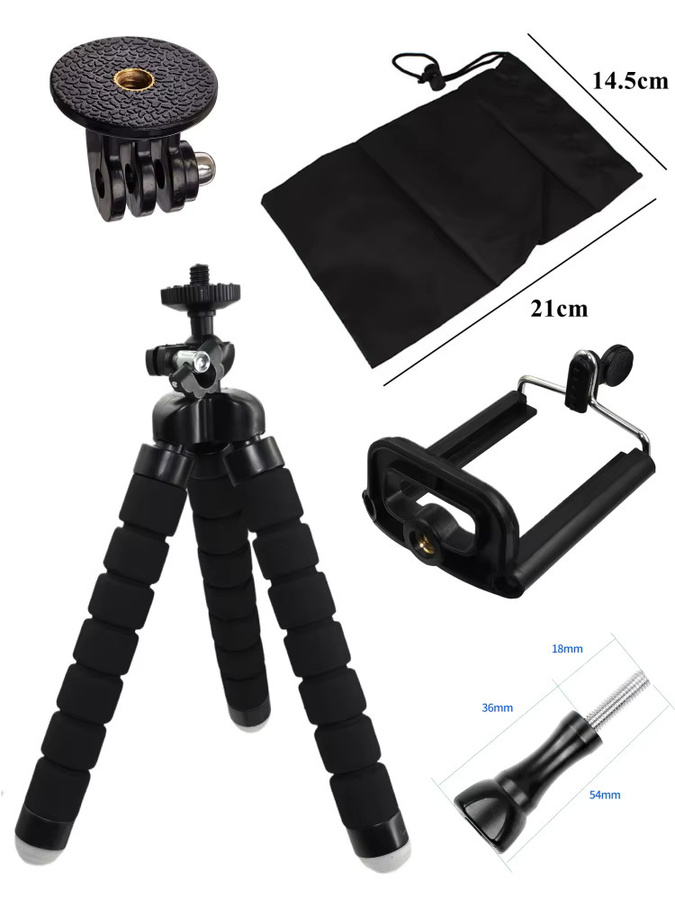 AKwing Flexibles Oktopus-Stativ Mini-Tischstativ in Schwarz für GoPro und DJI Action Kameras - Bild 4