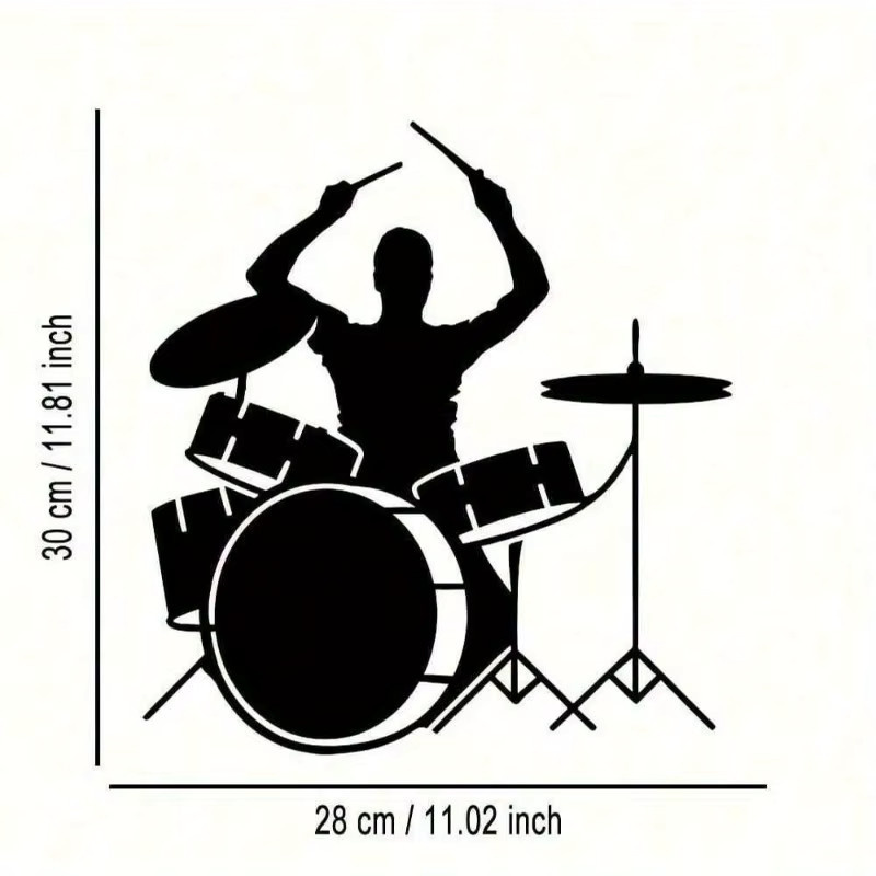 CIFBUY Schlagzeuger Silhouette Metall Wandskulptur in Schwarz, abstrakte Wanddekoration für Musikliebhaber - Bild 2