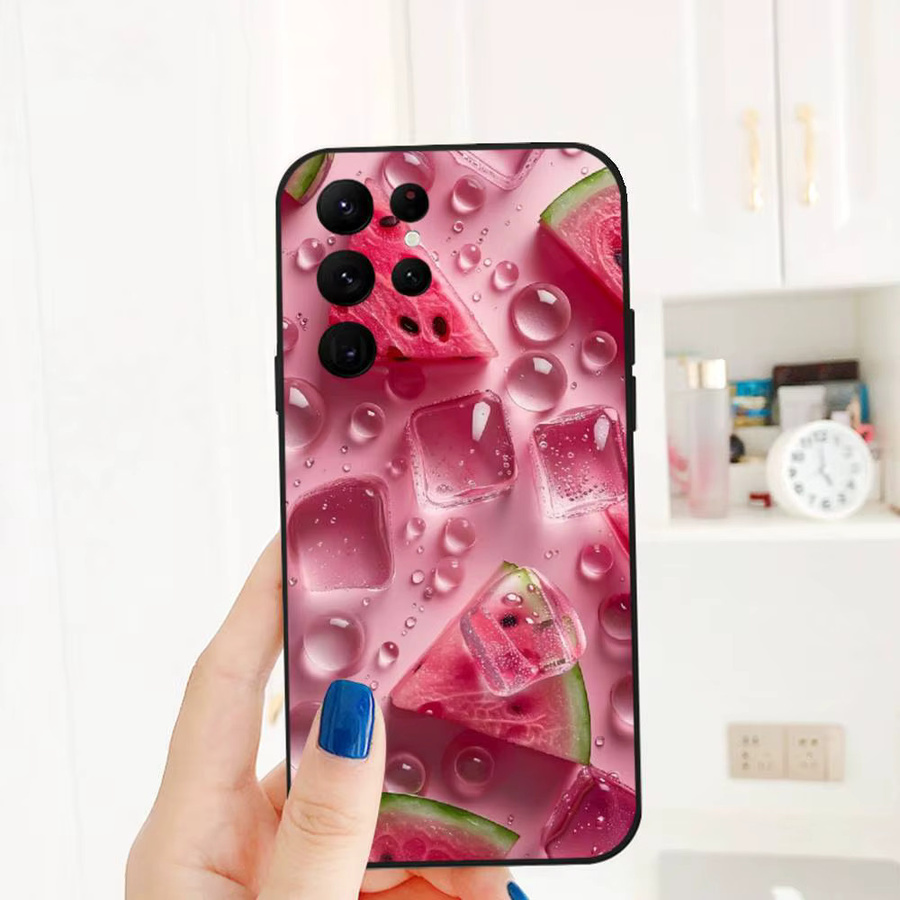 Sommerfrucht Anime Handyhülle für Samsung Galaxy S21 S22 S23 S24 S25 FE Plus in Schwarz und Multicolour Softshell - Bild 3