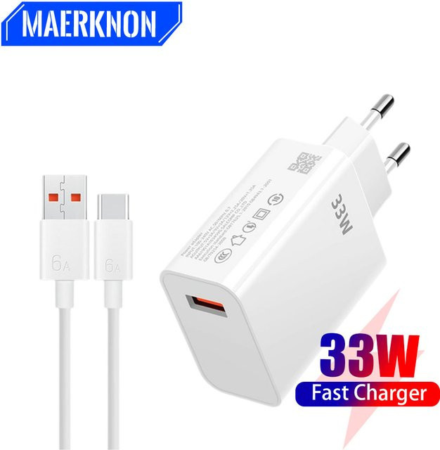 Xiaomi 33 W Schnellladegerät mit USB Typ C Kabel in Weiß - Bild 1