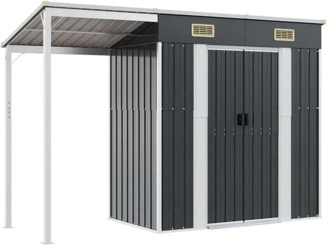 vidaXL Gartenhaus mit Schleppdach aus Stahl in Anthrazit B/B/H: 277 x 110,5 x 181 cm - Bild 1