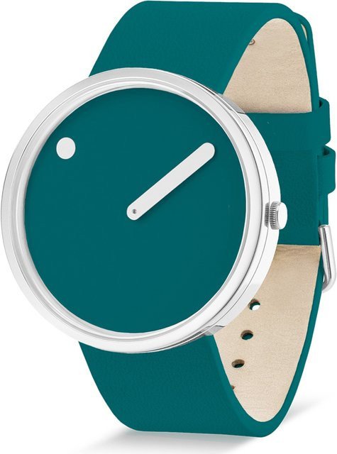 Picto Armbanduhr, Quarz, Edelstahl, Leder, 40 mm, Unisex, Blau, 5 ATM - Bild 1
