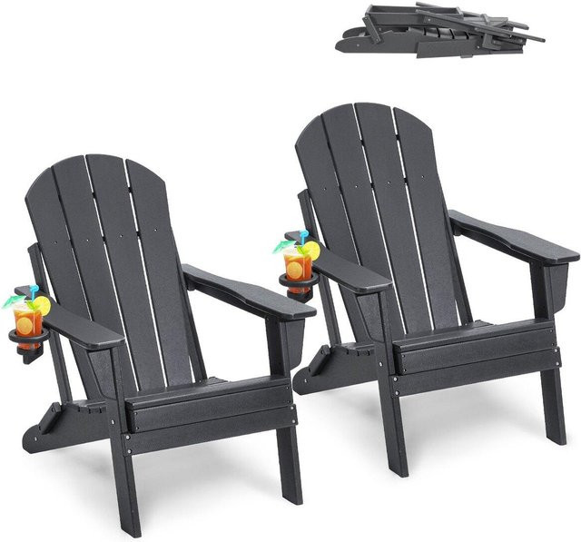 Buying Solutions MB Adirondack-Stuhl Set aus HDPE in Grau, 2er Set, wetterfest und klappbar - Bild 1
