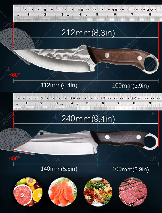 WXCOO Universal Kochmesser aus geschmiedetem Edelstahl in Silber mit Holzgriff - Bild 4