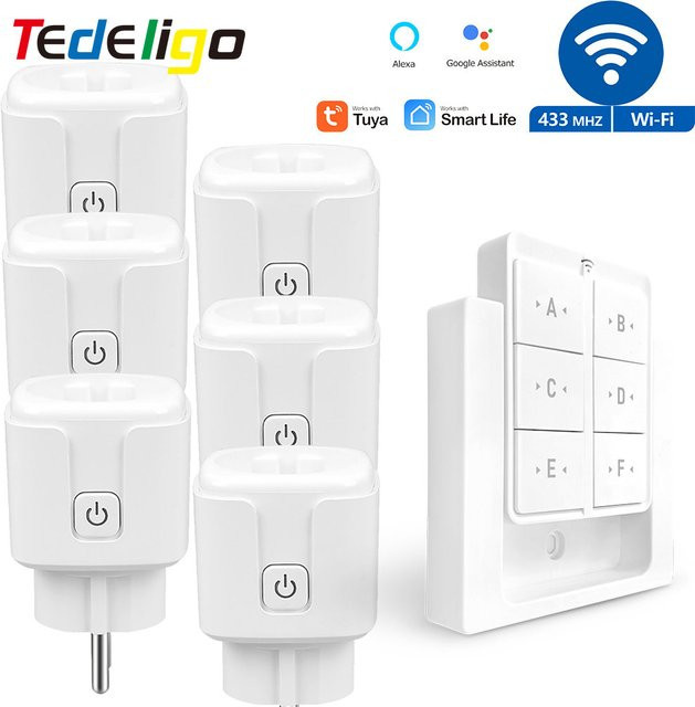 Tuya WiFi Smart Socket mit Leistungsmonitor, magnetischer Wandschalter, weiß, kompatibel mit Alexa und Google Home - Bild 1