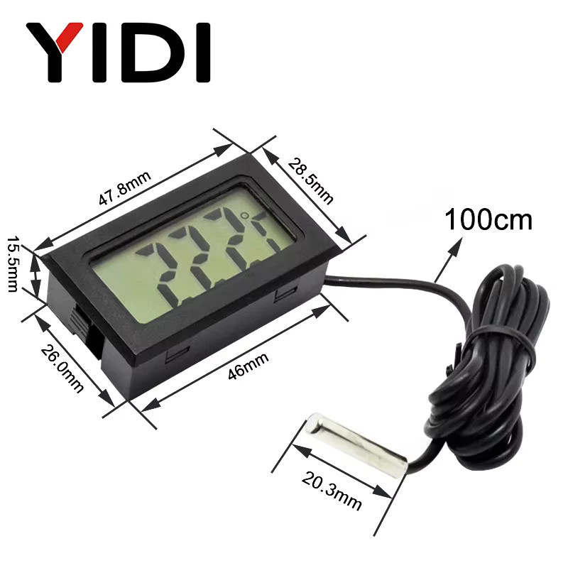 YIDI Mini LCD Digital Thermometer Hygrometer in Weiß mit Sonde für Inkubator und Aquarium - Bild 2