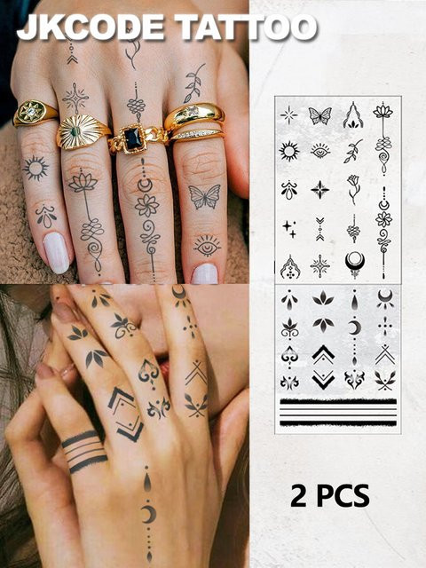 JKCODE TATTOO Temporäres Tattoo, Schmetterlinge und Sanskrit-Totems, Unisex - Bild 1