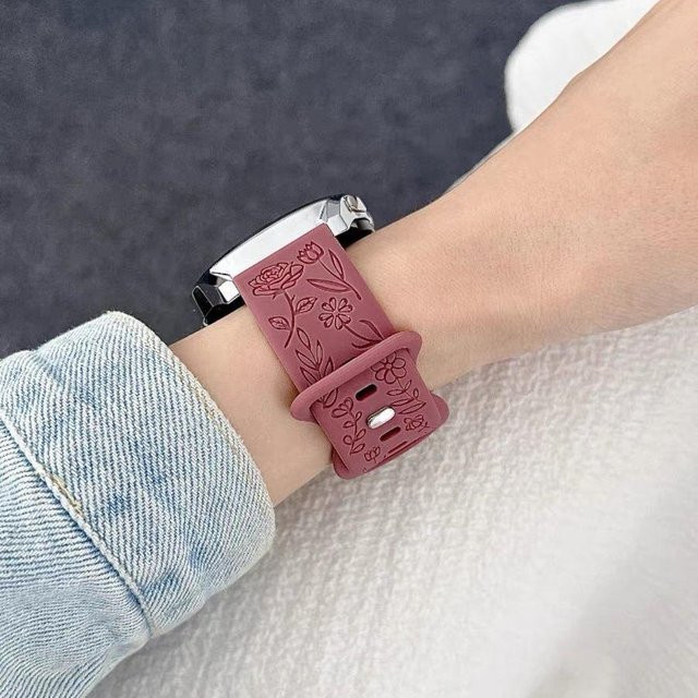 Foucsontop Uhrenarmband Silikon, Rosenmuster, violett, Unisex - Bild 1
