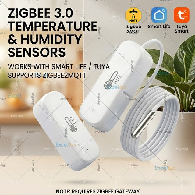 Tuya Zigbee Smart Thermometer Hygrometer mit 1m wasserdichter Sonde in Weiß für Home Assistant und Zigbee2MQTT zur Temperaturmessung in Kühlschrank oder Pool - Bild 1