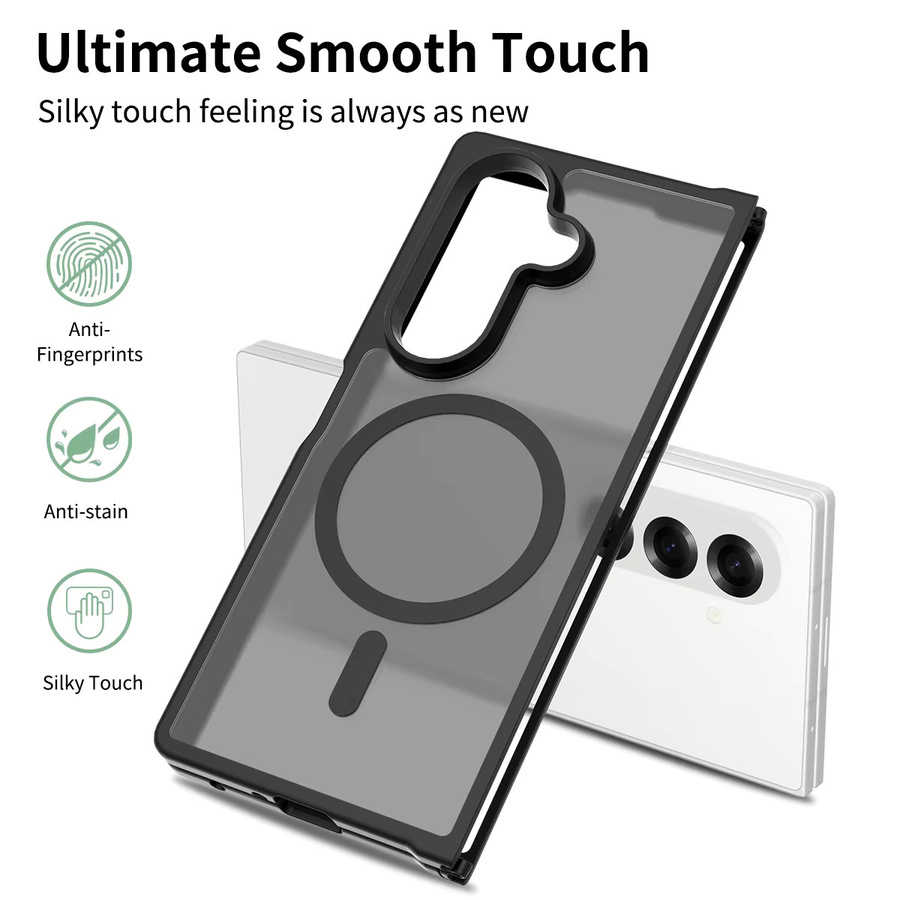 Stoßfeste magnetische MagSafe Handyhülle für Samsung Galaxy Z Fold 6 und Galaxy Z Fold 7 in Transparent oder Schwarz - Bild 2