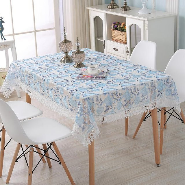 Französische Spitzen-Tischdecke von JMG Household Supplies in Blau mit floralem Muster, rechteckig, B/T: 120 x 60 cm - Bild 1