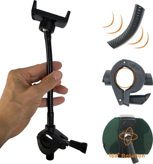 ALLOYSEED Flexible Telefonunterstützung und Mikrofonständer in Schwarz als verstellbarer Mehrzweck-Handyhalter für Musik und Trommeln - Bild 1