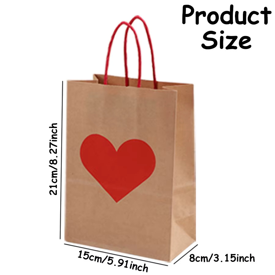Geschenktüten im Valentinstag-Herzstil aus Kraftpapier für deine Party, Set mit 5 oder 10 Stück, B/T/H: 15 x 8 x 21 cm, Mehrfarbig - Bild 2