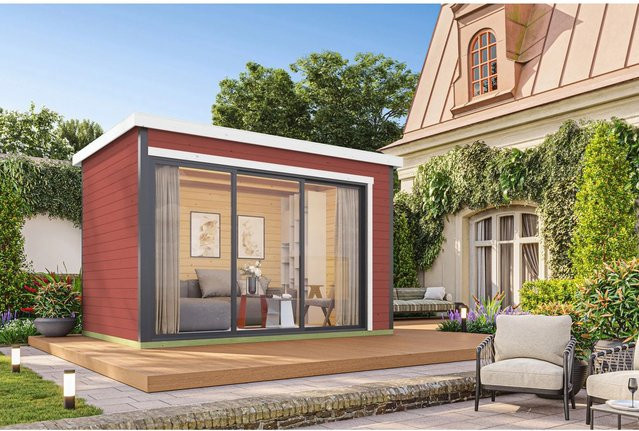 Lasita Gartenhaus Austin Maja Flachdach in Schwedenrot lasiert B/H/T: 379,6 x 239,4 x 259,6 cm - Bild 1
