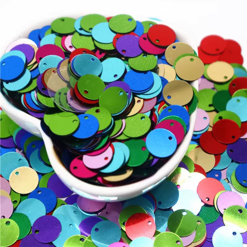 Bunte runde PVC Pailletten mit Loch für DIY Handwerk und Nähen, Durchmesser: 10 mm, 15 mm, 20 mm, 25 mm, 30 mm - Bild 2
