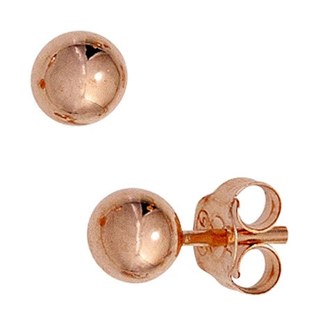 Colfem Ohrstecker Kugel, 925 Sterling Silber, rotgold vergoldet, Unisex - Bild 1