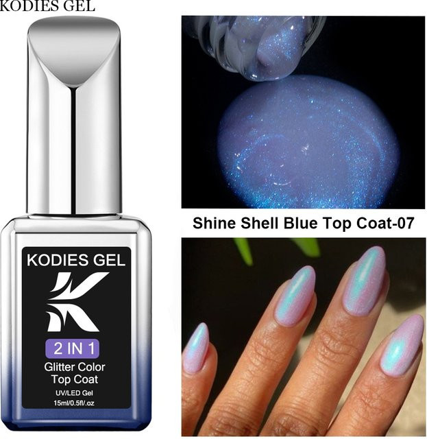 Kodies Aurora Blue Glitter Nagellack, 15 ml - Bild 1