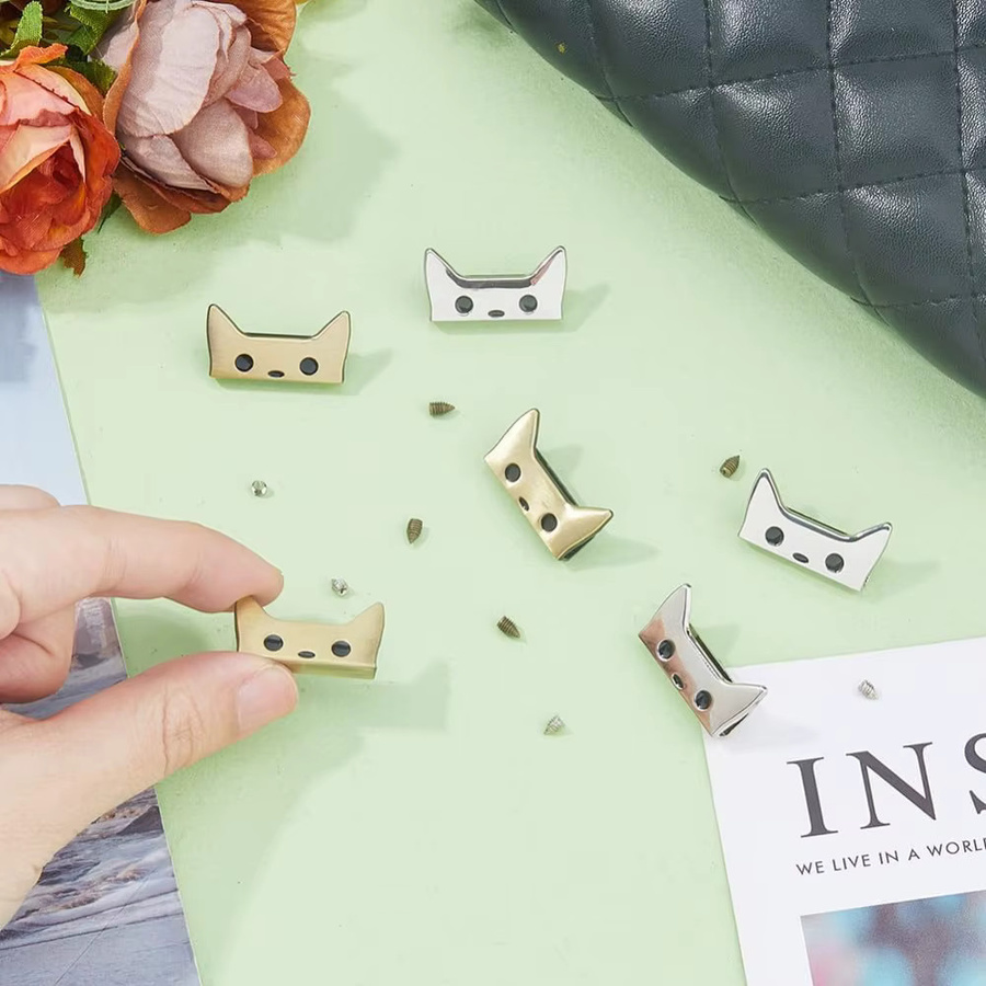 6 Stück Verschlüsse, Metall, Legierung, Katzen-Taschenverschlüsse - Bild 2