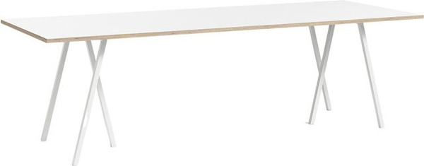 HAY Loop Stand Table in Weiß mit Esche und Linoleum für Büro und Esszimmer