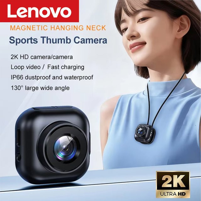 Lenovo Action-Kamera in Schwarz mit 2K HD Auflösung für Videoaufnahmen beim Radfahren und Tauchen - Bild 1