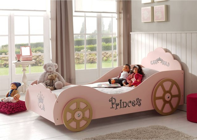 Vipack Kutschenbett Prinzess Pinky in Pink/Rosa aus lackiertem MDF für Kinder - Bild 1
