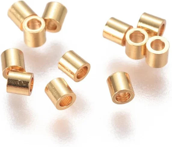 Distanzperlen Säule, Edelstahl, Gold, 2x2 mm, Loch 1 mm - Bild 1