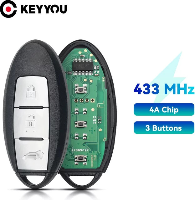KEYYOU Smart Remote Autoschlüssel für Nissan Qashqai J11, X-Trail T32 und Pulsar C13, 433,92 MHz, 4A Chip, Schwarz - Bild 1