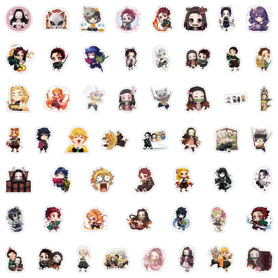50 Demon Slayer Blade of Demon Slayer Anime Graffiti Aufkleber im Q-Version Design, Mehrfarbig, DIY Cartoon Sticker für Notizbücher und Koffer - Bild 2