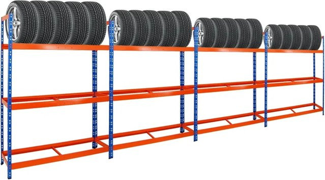 PROREGAL Tiger XL Reifenregal Set aus 4 Einheiten, Blau-Orange, H x B x T: 200 x 150 x 45 cm - Bild 1