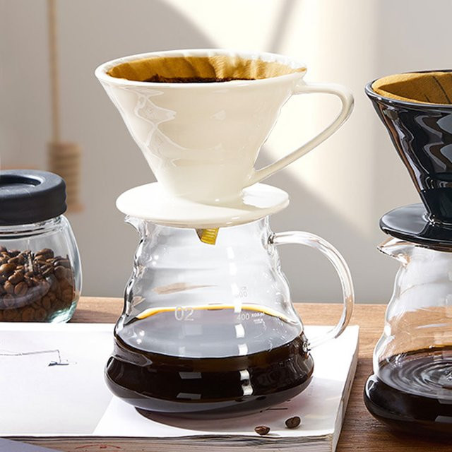 MYVIT Kaffeekannen-Set Sharing Pot mit Kaffeefilter und Tasse in Weiß - Bild 1