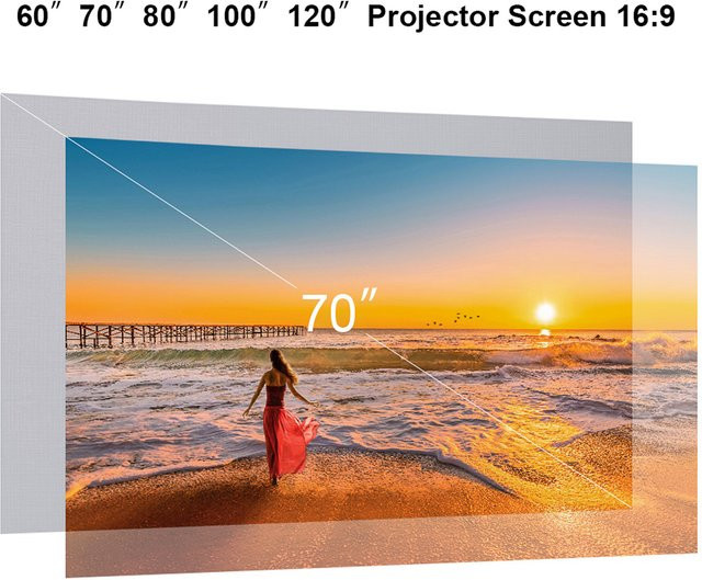Docooler HD Projektor-Leinwand in Weiß, rahmenlose 16:9 Video-Projektionsleinwand, faltbar und für die Wandmontage geeignet für Heimkino und Büro - Bild 1