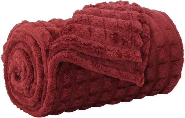 vidaXL Überwurfdecke aus Fleece in Rot, B/T: 150 x 130 cm - Bild 1
