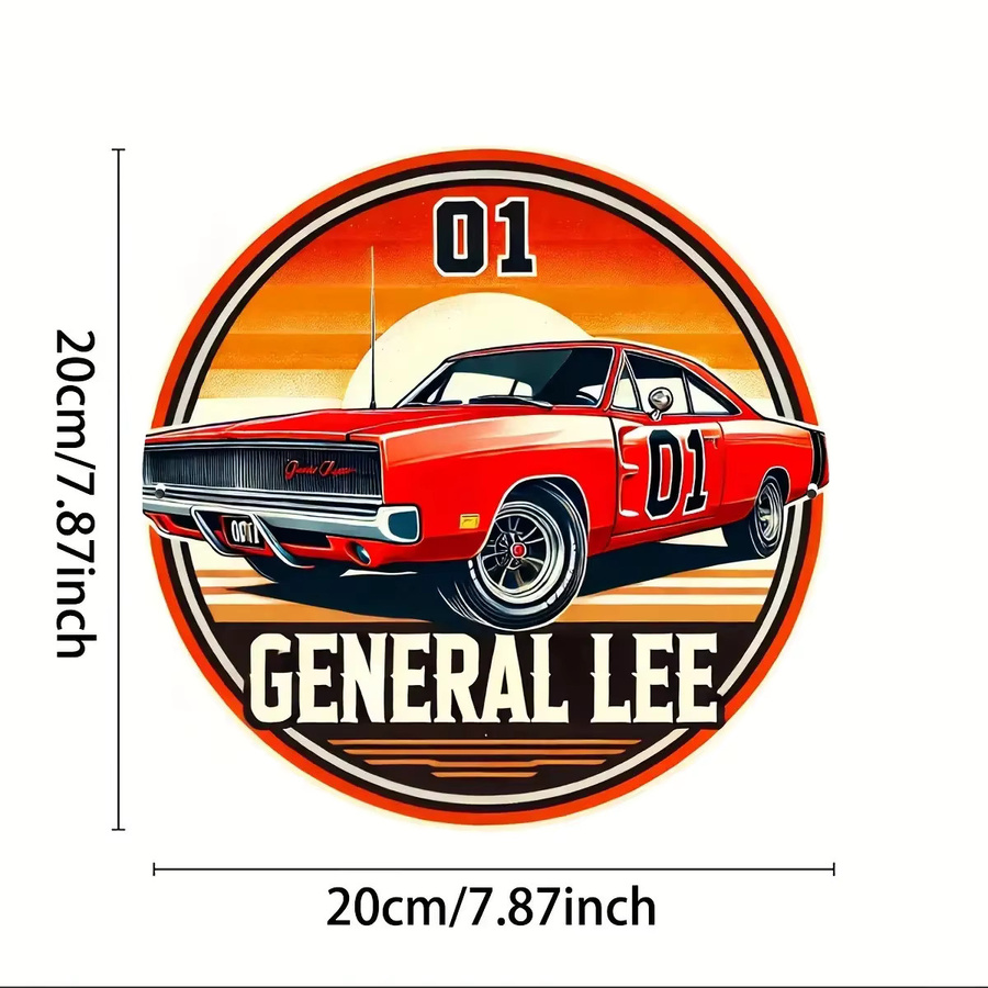 Potdemiel Vintage General Lee Racing Car Metallblechschild mit Nummer 01, Retro-Garagen-Dekor aus Metall, B/H: 20,3 x 20,3 cm, Mehrfarbig - Bild 2