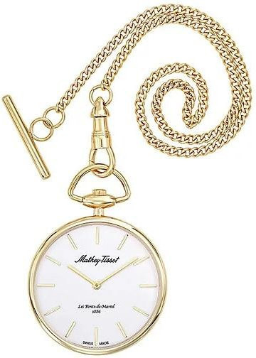 Mathey-Tissot Taschenuhr, Edelstahl, Goldfarben, Quarz, Weißes Zifferblatt, Unisex - Bild 1