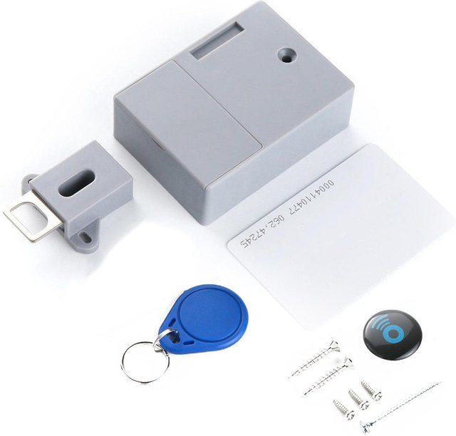 Meterk SmartLock Digitales Schloss Grau – Unsichtbares RFID-IC-Karten-Schloss für Schränke und Schubladen zur DIY-Montage ohne Bohren - Bild 1
