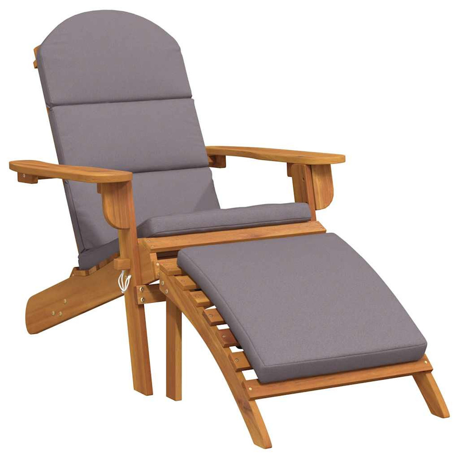 Vidaxl Adirondack-Gartenstuhl aus massivem Akazienholz mit integrierter Fußstütze und Polsterung - Bild 2