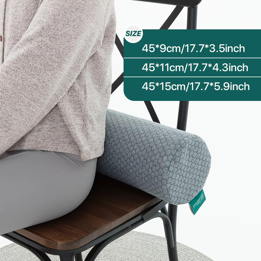 Ergonomische Lendenwirbelstütze aus Memory-Schaum von TEXSTEAD in Weiß und Grau zur Unterstützung der Körperhaltung und Linderung von Rückenschmerzen - Bild 5