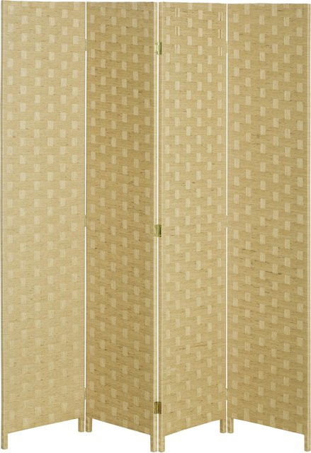 HOMCOM Paravent 4-teilig aus Wellenfaser und Holz, faltbarer Raumteiler mit Wellenmuster, freistehend, Braun, B: 160 cm, H: 170 cm - Bild 1