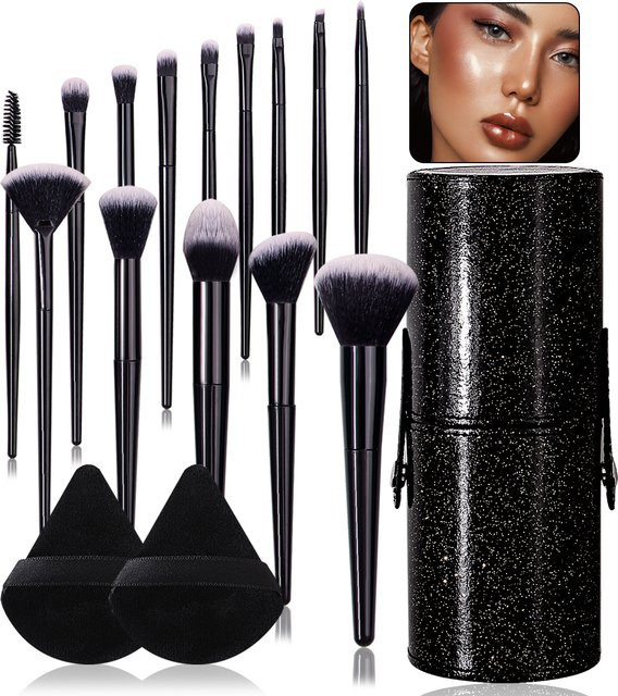 KOSSHOW Make-up-Pinsel Set, 14 Gesichts-Pinsel, 2 Puderquasten, Aufbewahrungseimer, Unisex - Bild 1