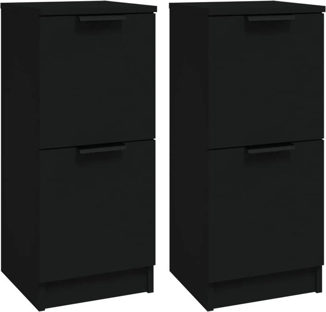 Set aus 2 Sideboards von vidaXL in Schwarz, minimalistisches Design aus Holzwerkstoff, B/T/H: 30 x 30 x 70 cm - Bild 1