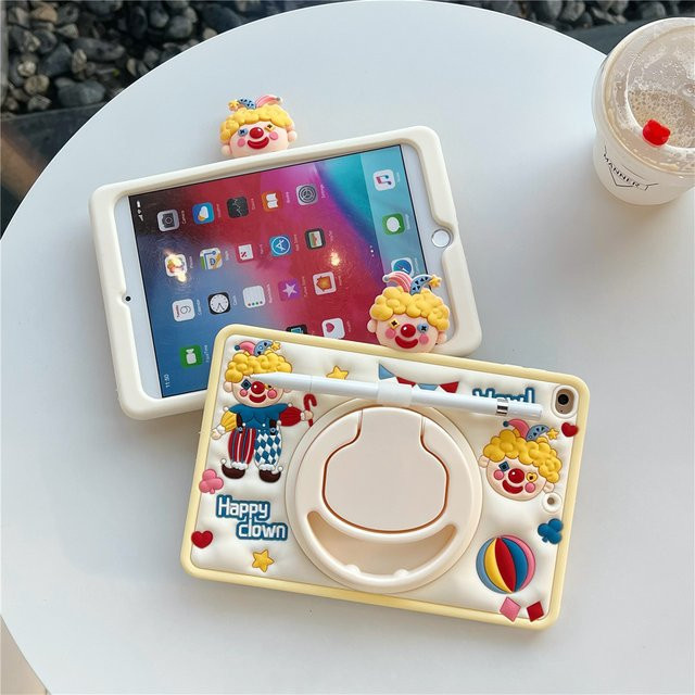 3D Clown Pad Silikonhülle mit drehbarem Ständer für Apple iPad, iPad Pro 11, iPad Air, iPad Mini 4 5 6 in Multicolor - Bild 1