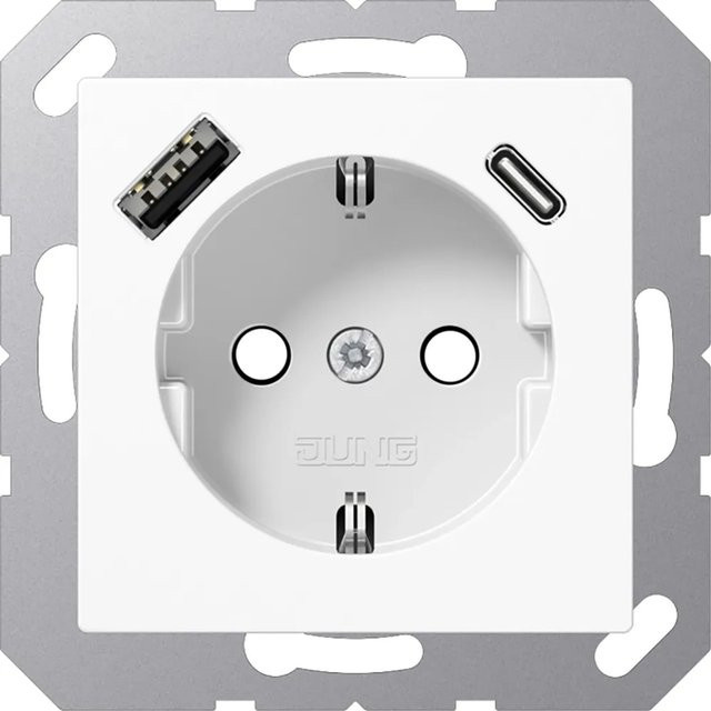Jung Schuko Steckdose mit USB Typ AC A1520-15CAWW in Weiß - Bild 1