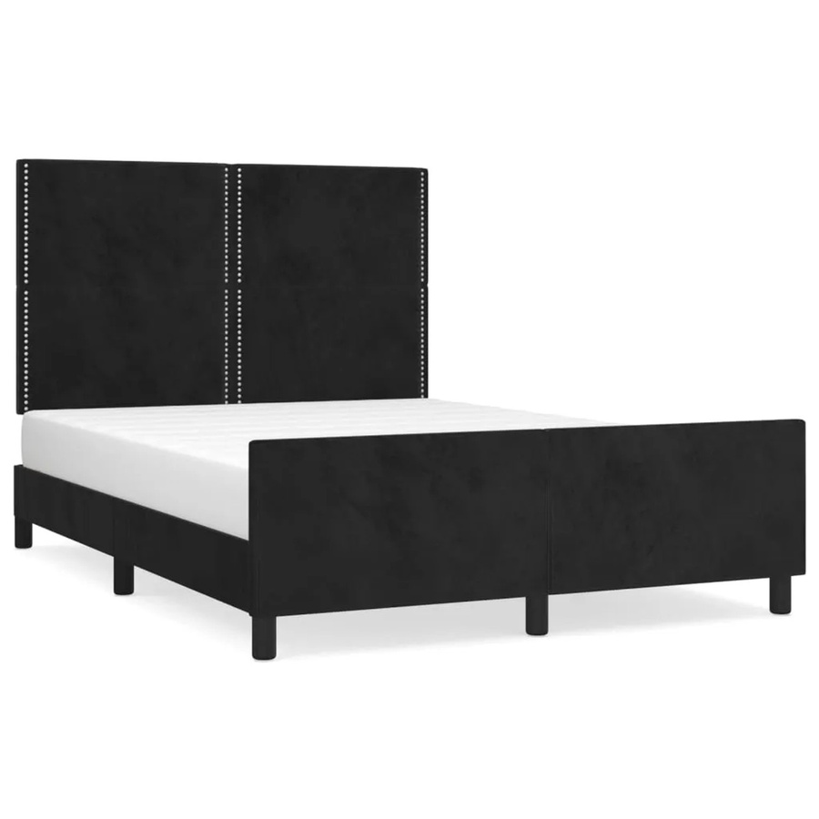 vidaXL Bettgestell mit Kopfteil aus Samt und Lärchenholz in Schwarz, B/T/H: 140 x 190 x 128 cm - Bild 2