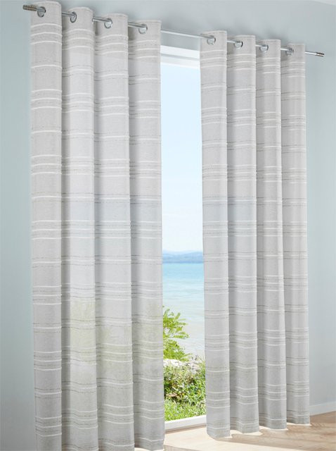Dekostore Heine Home in Beige, semi-transparent mit Streifenmuster, 100% Polyester - Bild 1