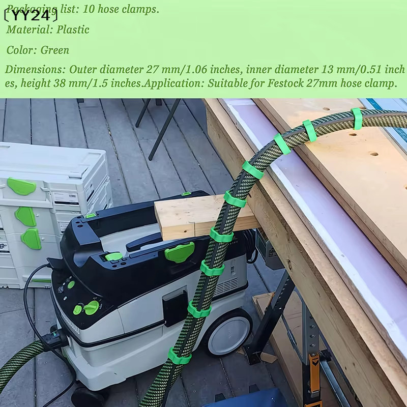 Festool Zubehör 10 Stück Schlauchklemmen für CT Staubabsaugung mit Plug-it-Kabel auf D27 Schlauch in Orange - Bild 2