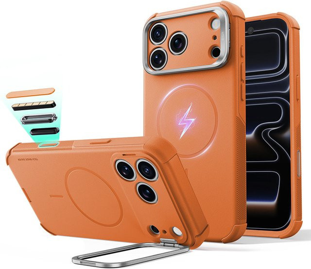 ESR MagSafe Cyber Armor Hülle mit Kickstand für Apple iPhone 18 Pro und iPhone 17 Pro, Orange - Bild 1