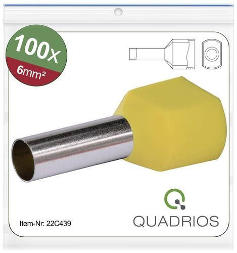 Quadrios 22C439 Zwillings-Aderendhülse 6mm² Teilisoliert Gelb 1 Set - Bild 1
