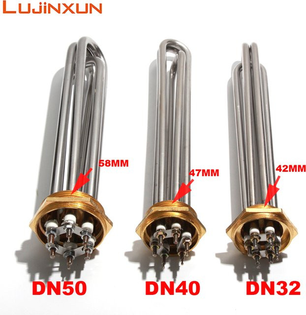 LUJINXUN Elektrisches Tauchrohr-Heizelement in Silber mit Gewinde DN32 (41 mm), DN40 (47 mm) oder DN50 (58 mm) für 3–12 kW TEN für Kessel und Brauanlagen - Bild 1