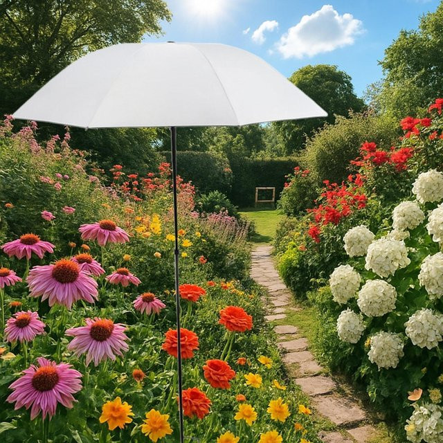 Gartenschattenabdeckung in Weiß für Topfpflanzen und den Poolbereich mit Eisenstangen - Bild 1